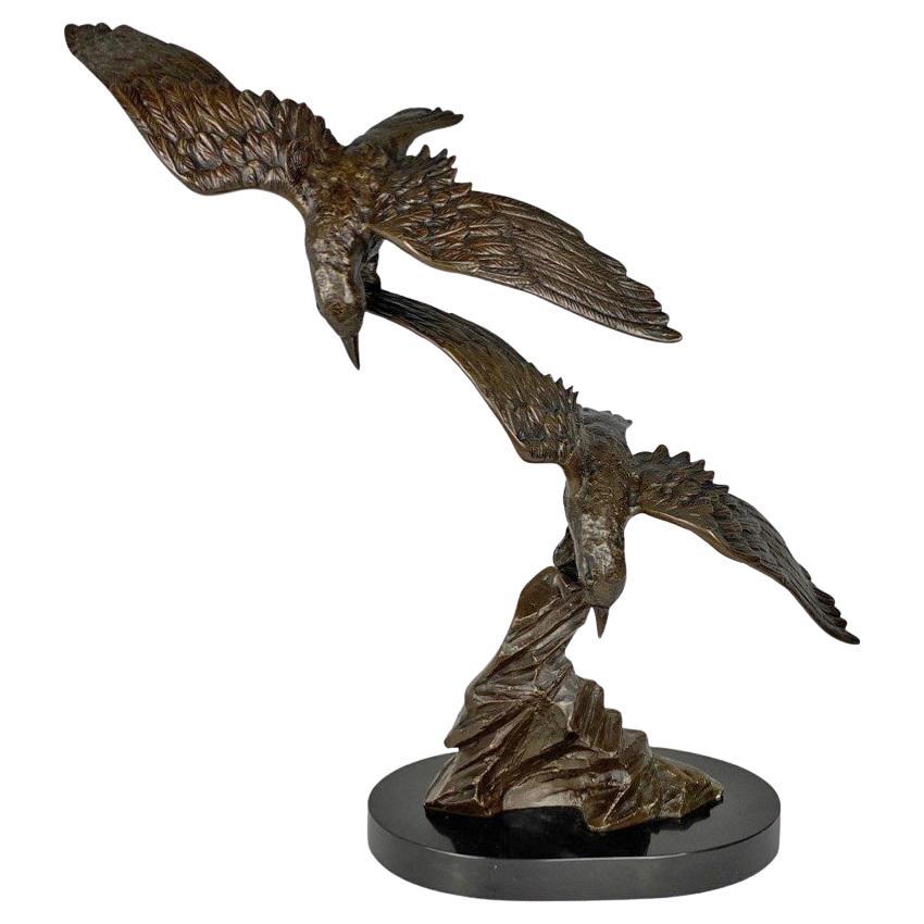 Bronze Deux Oiseaux Art Déco d'E. Tissot