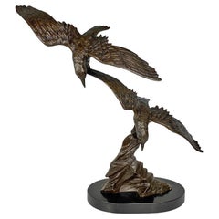 Art Deco Deux Oiseaux Bronze von E. Tissot