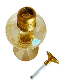 Art Deco DeVilbiss Gold Perfume Bottle Black Enamel Intact Dauber