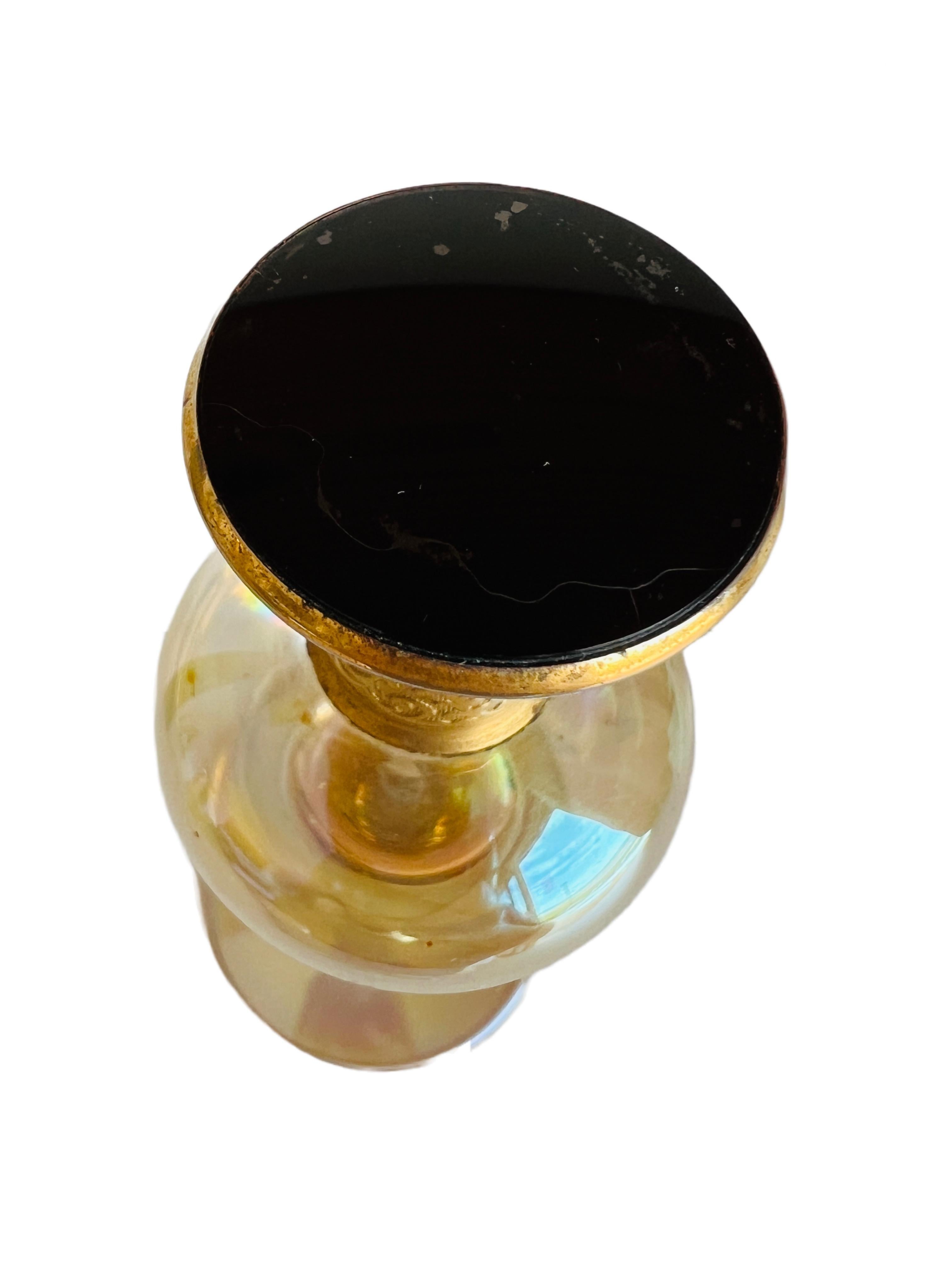 Art Deco DeVilbiss Gold Perfume Bottle Black Enamel Intact Dauber im Zustand „Gut“ im Angebot in Sausalito, CA