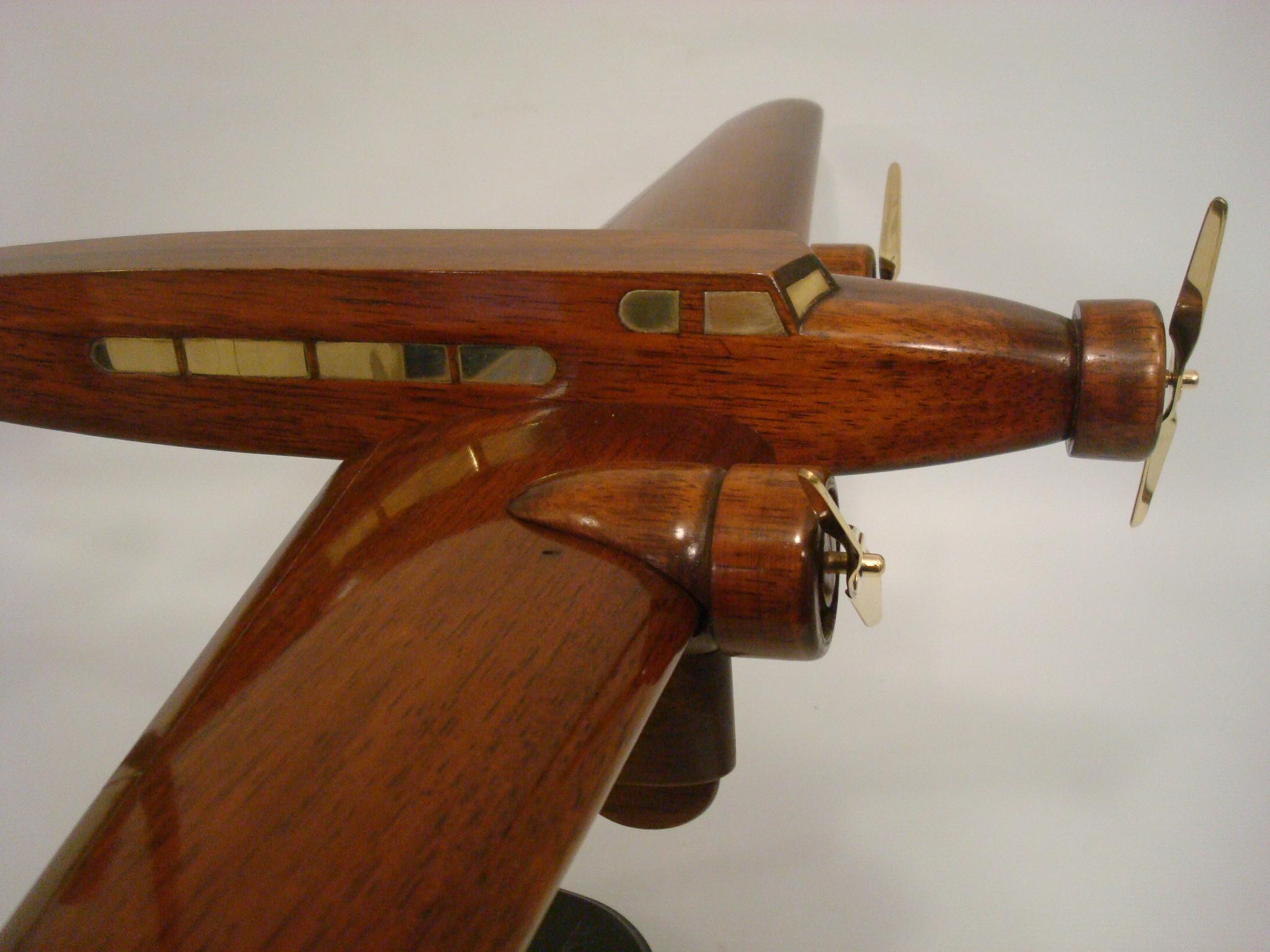 Polished Art Deco Dewoitine Wooden Counters Desk Model Airplane 1930s French For Sale