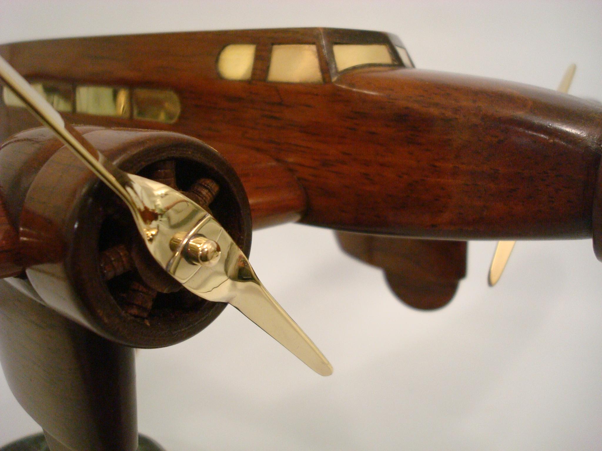 Polished Art Deco Dewoitine Wooden Counters Desk Model Airplane 1930s French For Sale