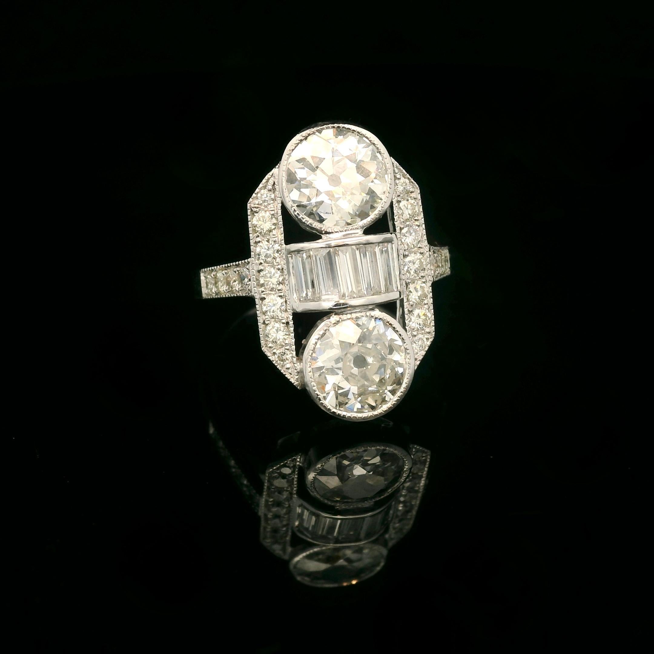 Art Deco Art Déco diamond 1.02 Ct. and 1.08 Ct. ring For Sale