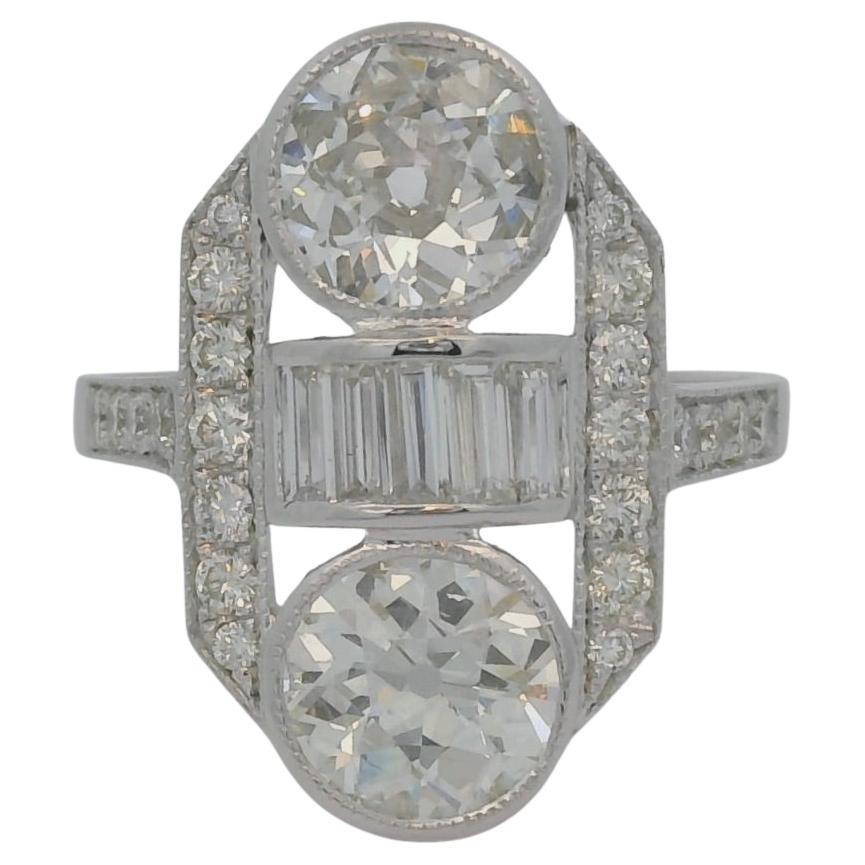 Art Déco diamond 1.02 Ct. and 1.08 Ct. ring For Sale