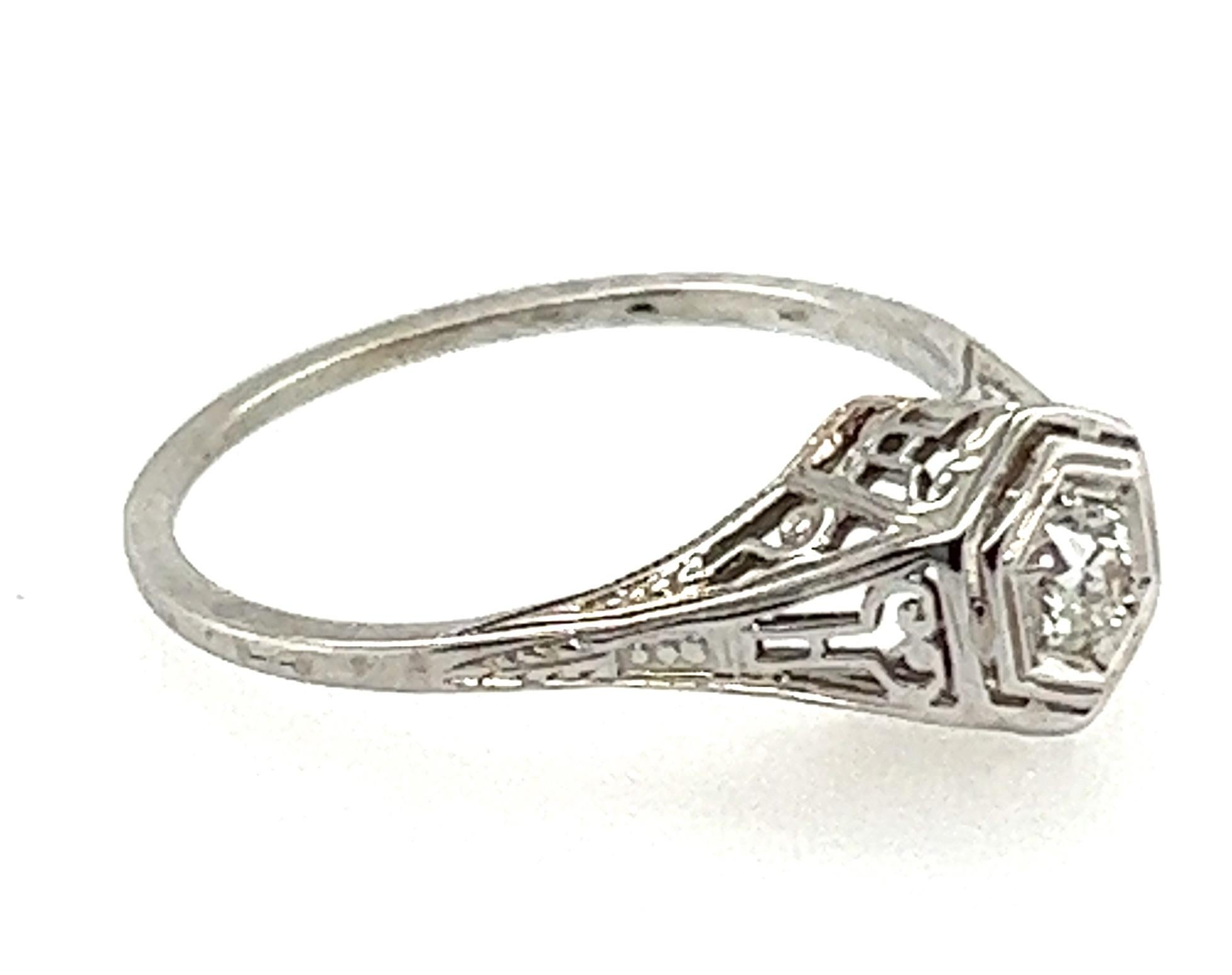 Old European Cut Art Deco Diamond .10ct Old European 18k Belais Brothers Original 1920s Antique For Sale