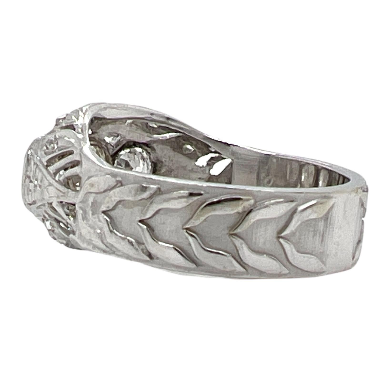 Vintage Art Deco Diamant 14 Karat Gold Filigraner Nachlassring mit modernem Schaft im Zustand „Hervorragend“ in Boca Raton, FL