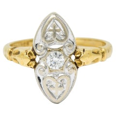 Art Deco Diamond 14 Karat Two-Tone Gold Dinner Ring