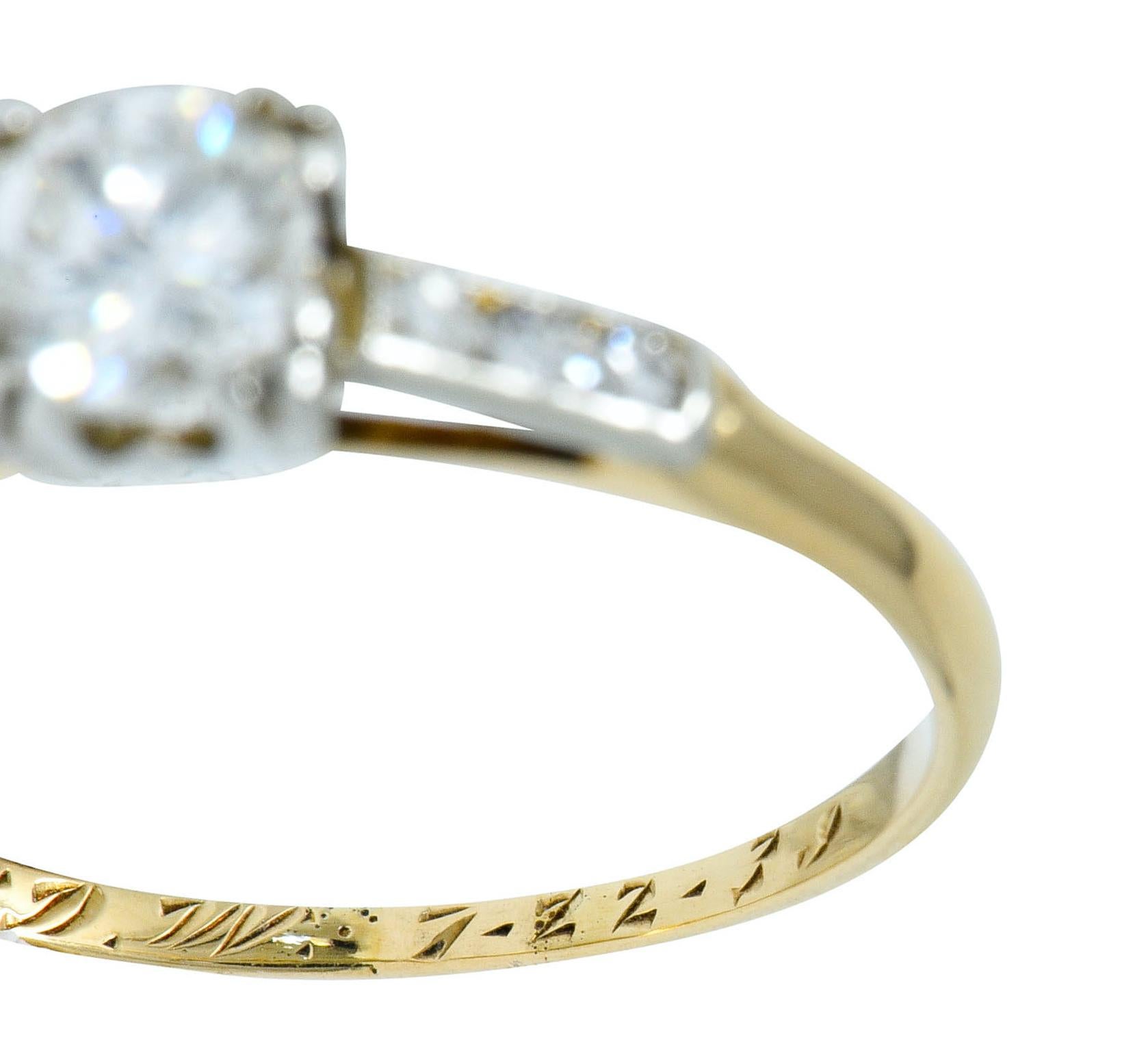 Art Deco Diamond 14 Karat Two-Tone Gold Engagement Ring 5
