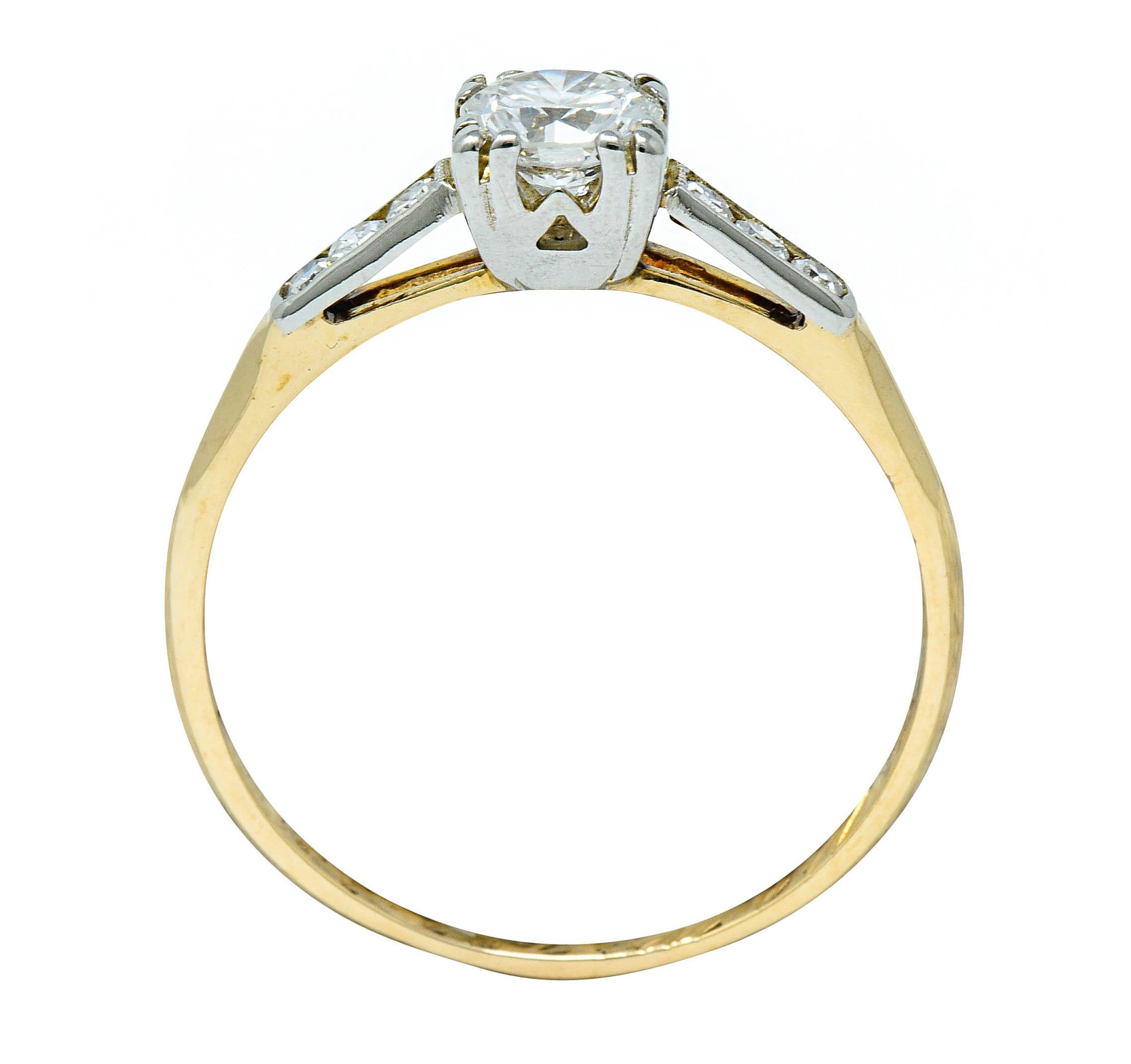 Art Deco Diamond 14 Karat Two-Tone Gold Engagement Ring 1