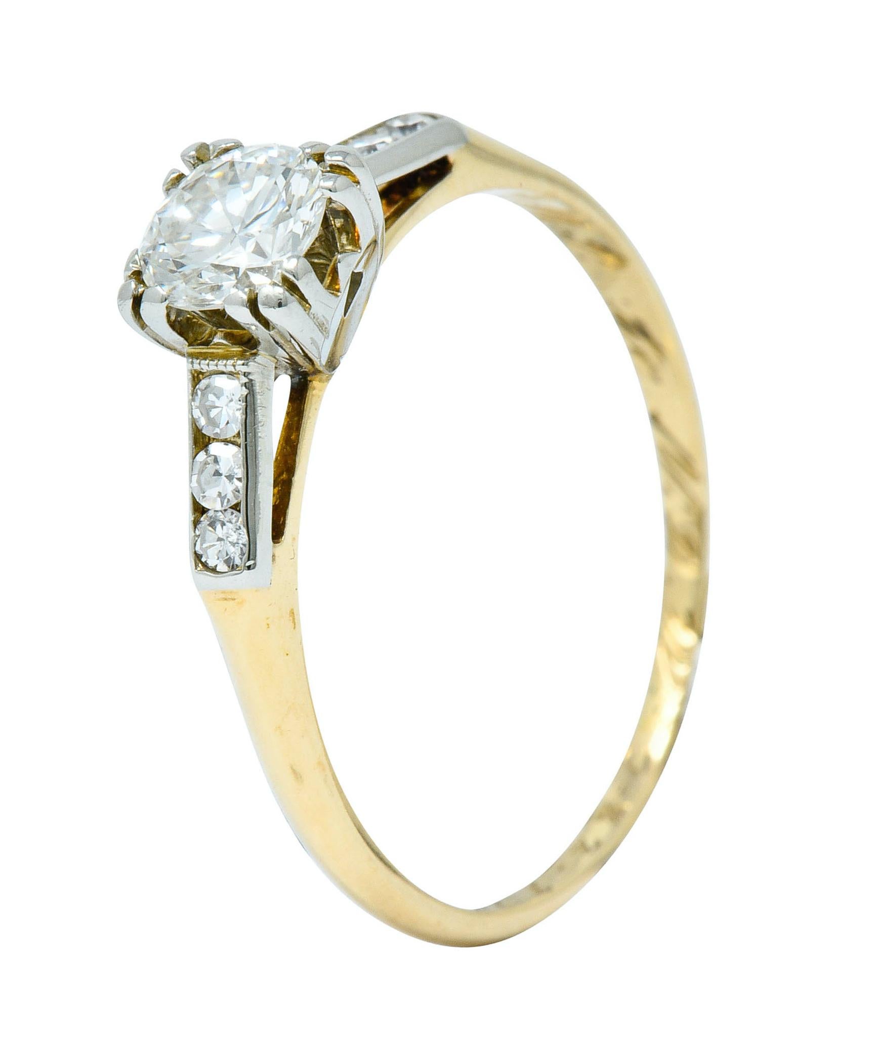 Art Deco Diamond 14 Karat Two-Tone Gold Engagement Ring 2