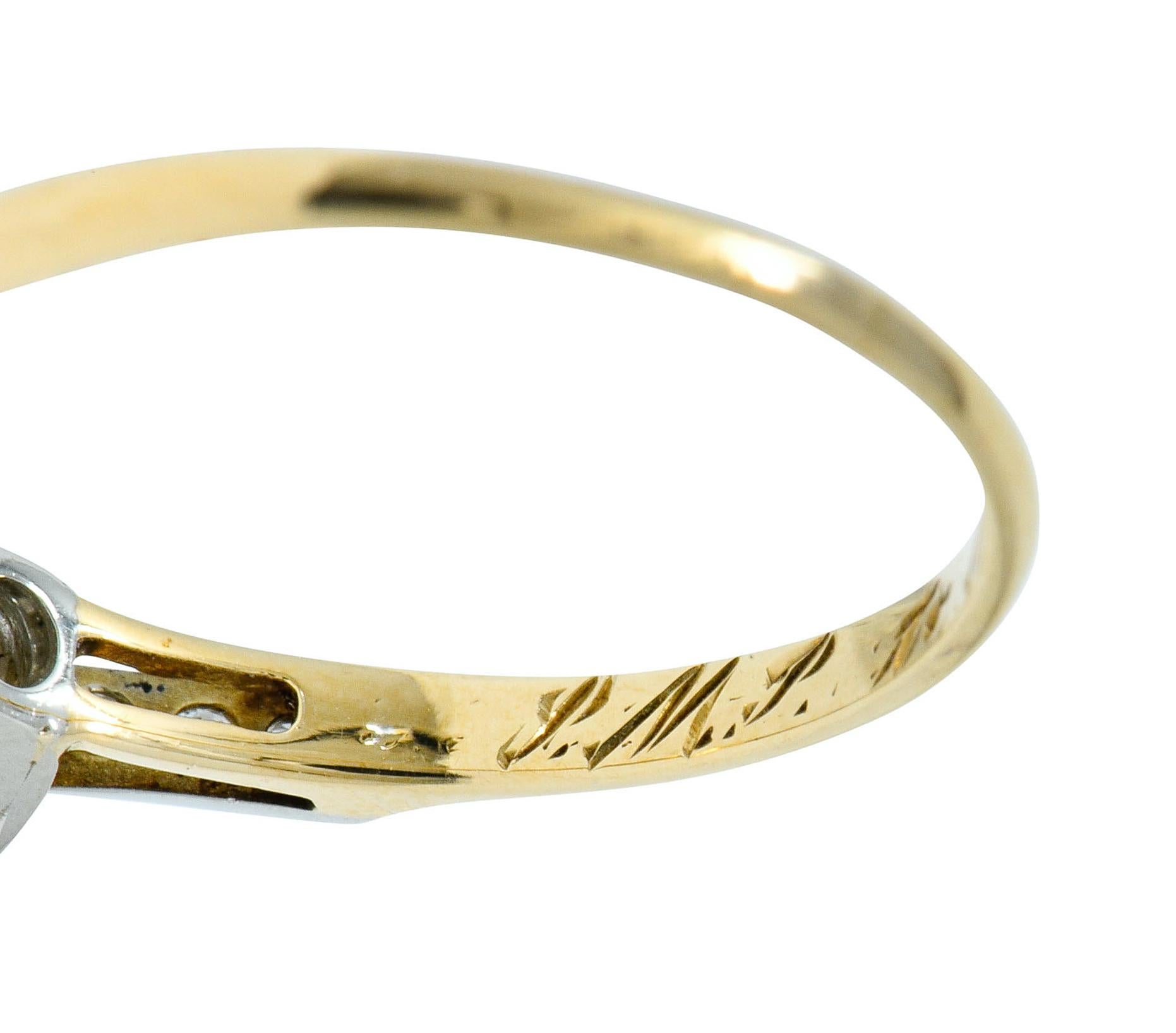 Art Deco Diamond 14 Karat Two-Tone Gold Engagement Ring 3