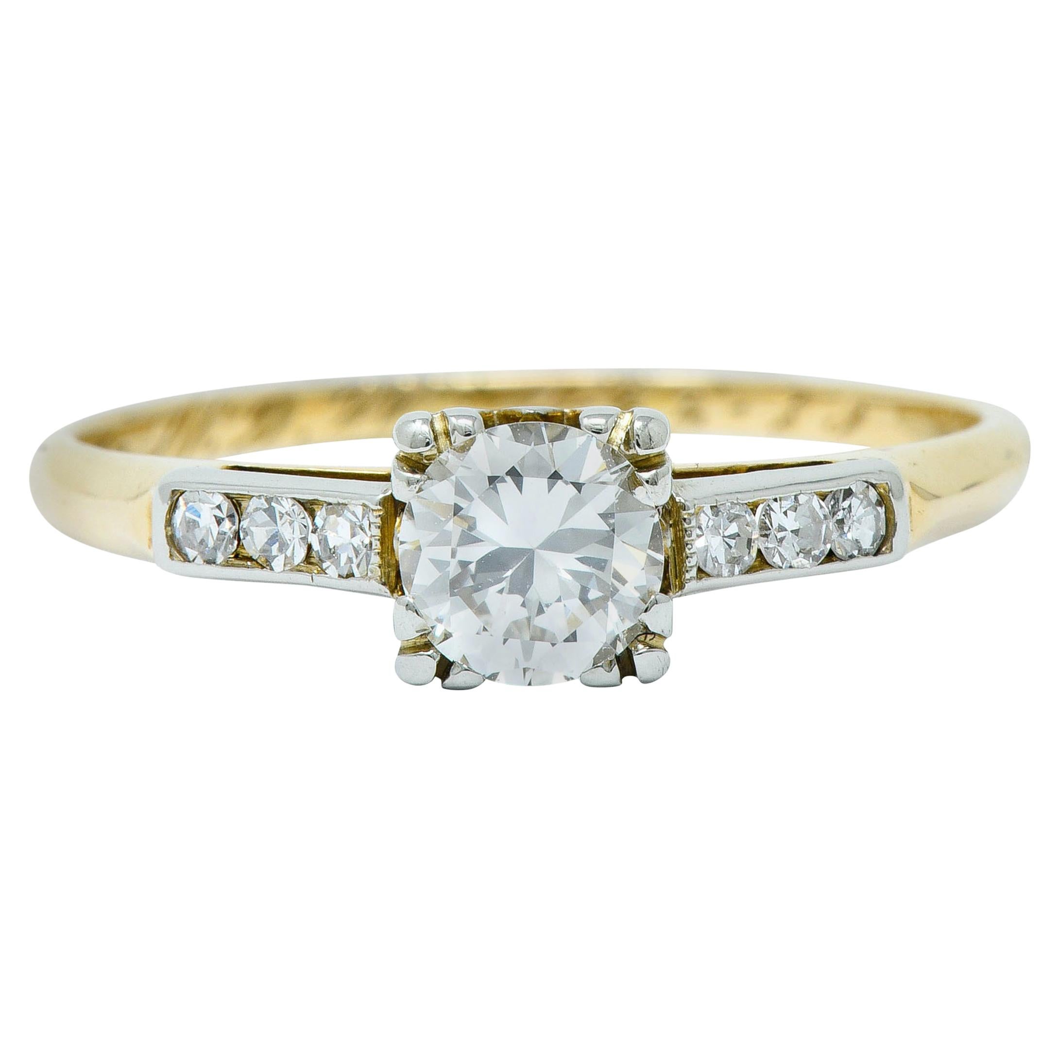 Art Deco Diamond 14 Karat Two-Tone Gold Engagement Ring