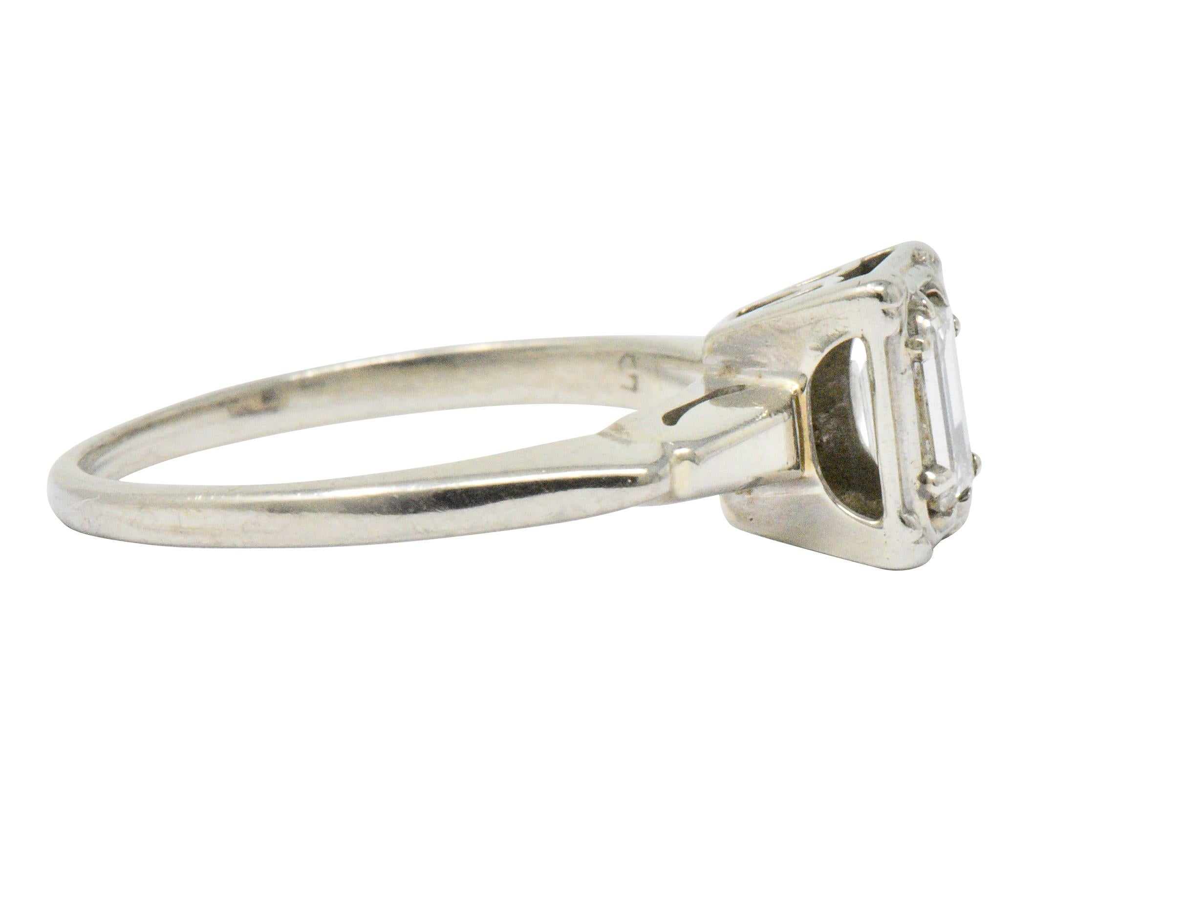 Art Deco Diamond 14 Karat White Gold Engagement Ring In Excellent Condition In Philadelphia, PA