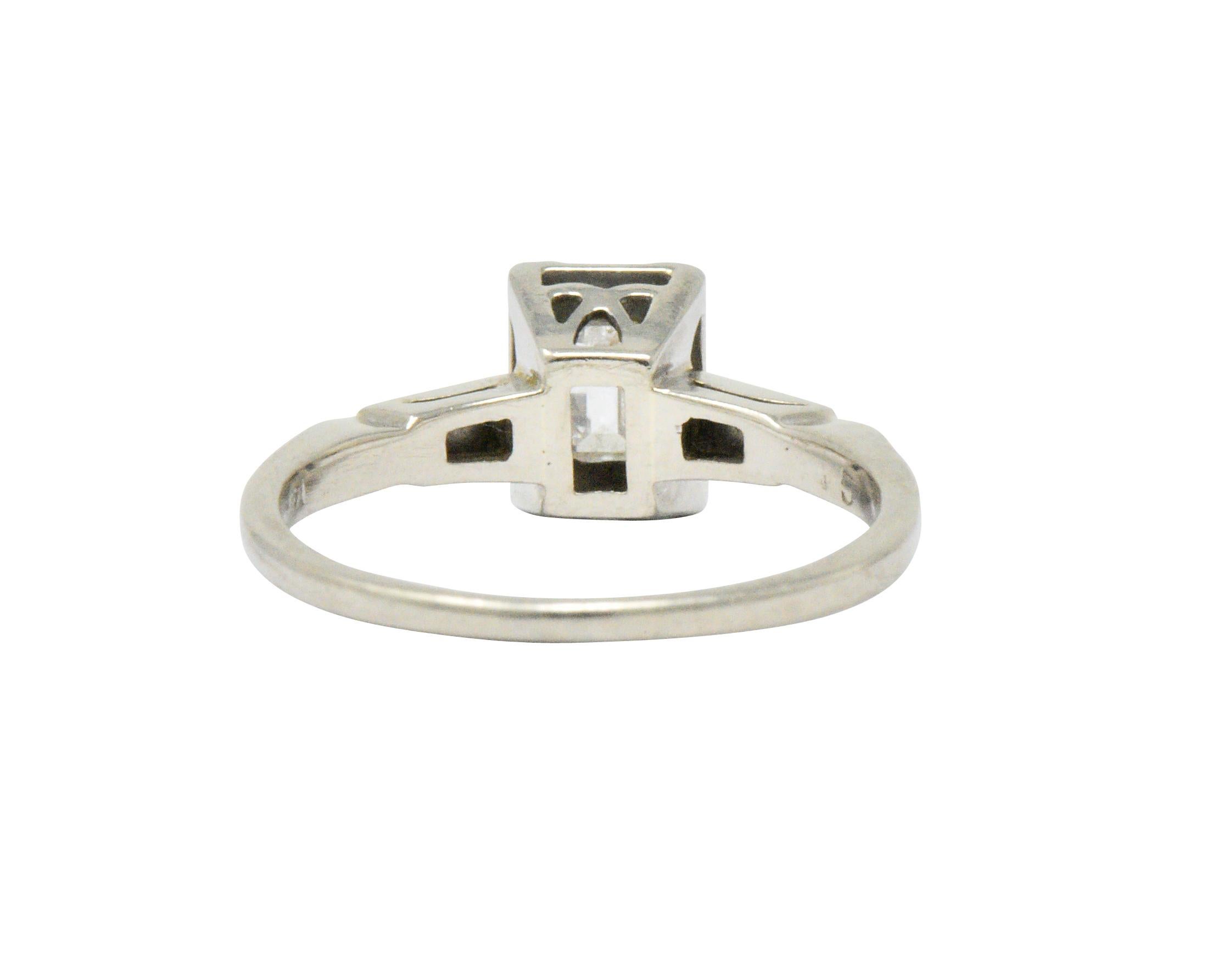 Art Deco Diamond 14 Karat White Gold Engagement Ring 1