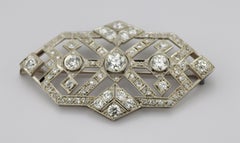 Art Deco Diamond, 14K White Gold Brooch