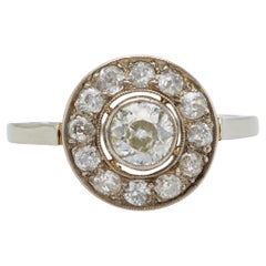 Vintage Art Deco Diamond 14k White Gold Halo Ring