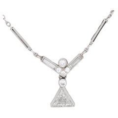 Art Deco diamond 14k white gold necklace