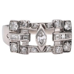 Vintage Art Deco Diamond 14k White Gold Ring