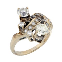 Anello Art Deco con diamante in oro bianco 14k