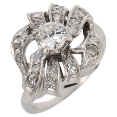 Art deco diamond 14k white gold ring