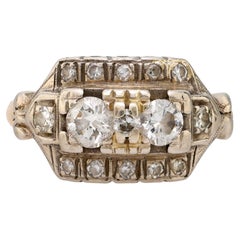 Art Deco diamond 14k yellow and white gold ring