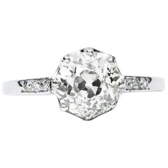 Art Deco Diamond 1.5 Carat Solitaire Platinum Ring