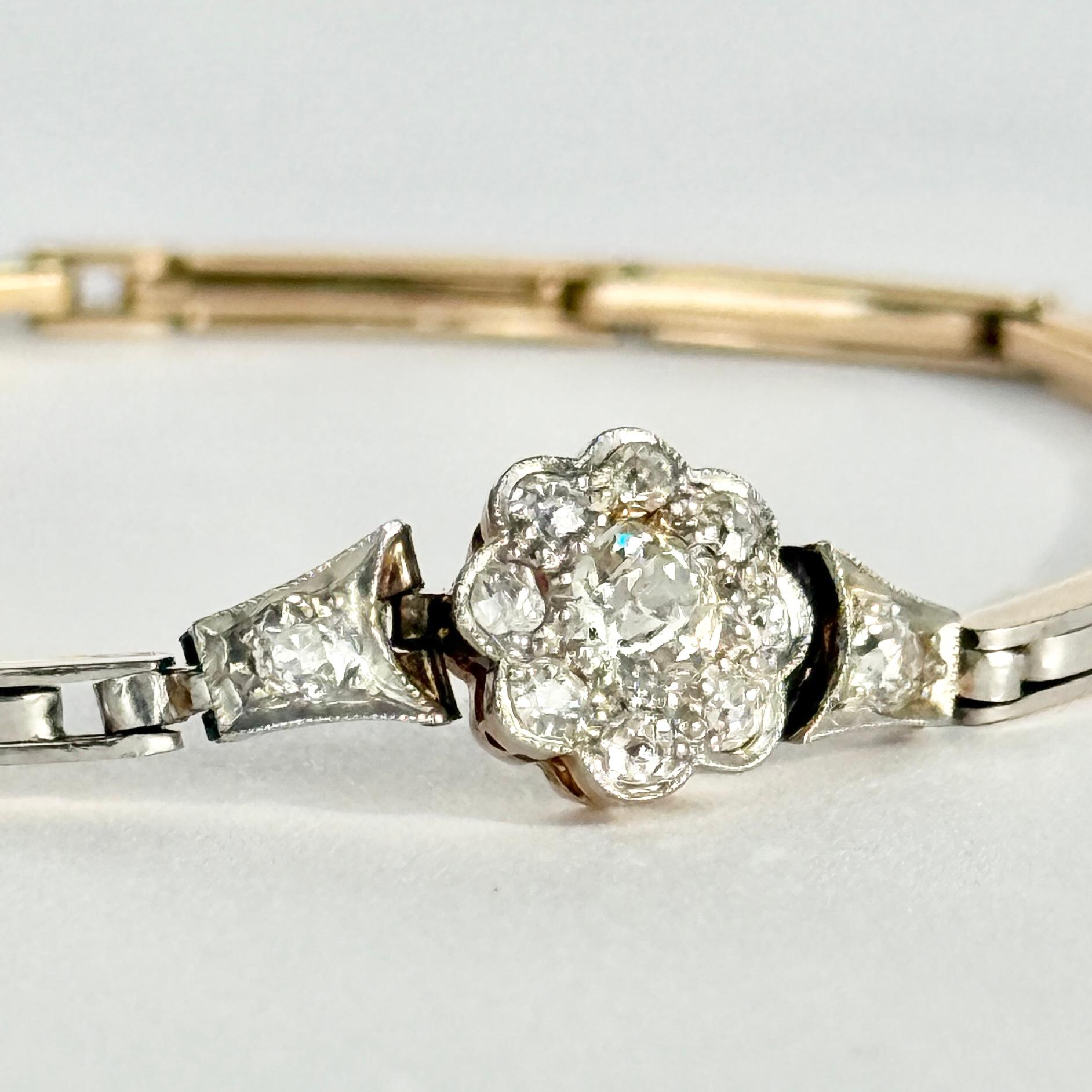 Bracelet Art déco en or 18 carats et platine avec diamants Bon état - En vente à Chipping Campden, GB