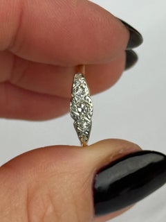 Art Deco Diamond 18 Carat Gold and Platinum Five Stone Panel Ring