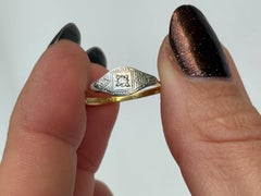 Art Deco Diamond 18 Carat Gold and Platinum Panel Ring