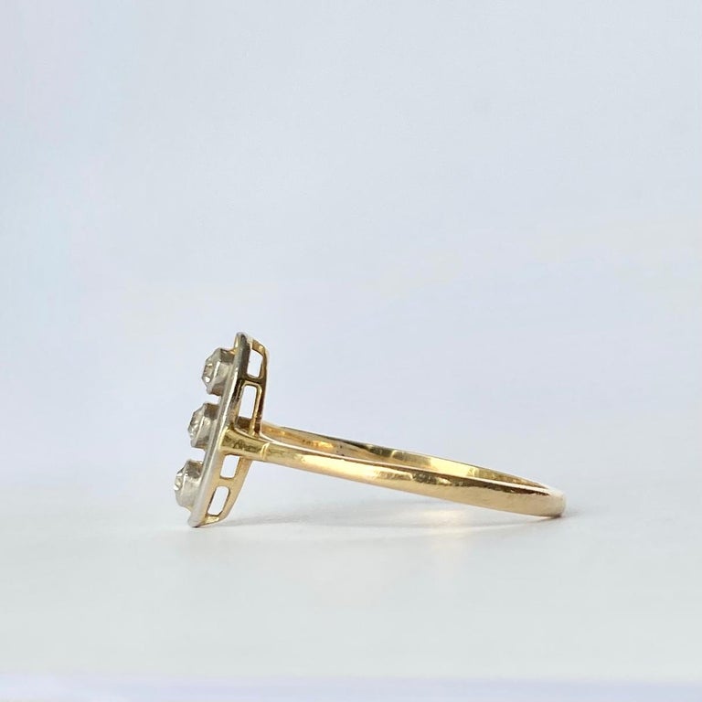 Art Deco Diamond, 18 Carat Gold and Platinum Panel Ring For Sale at 1stDibs