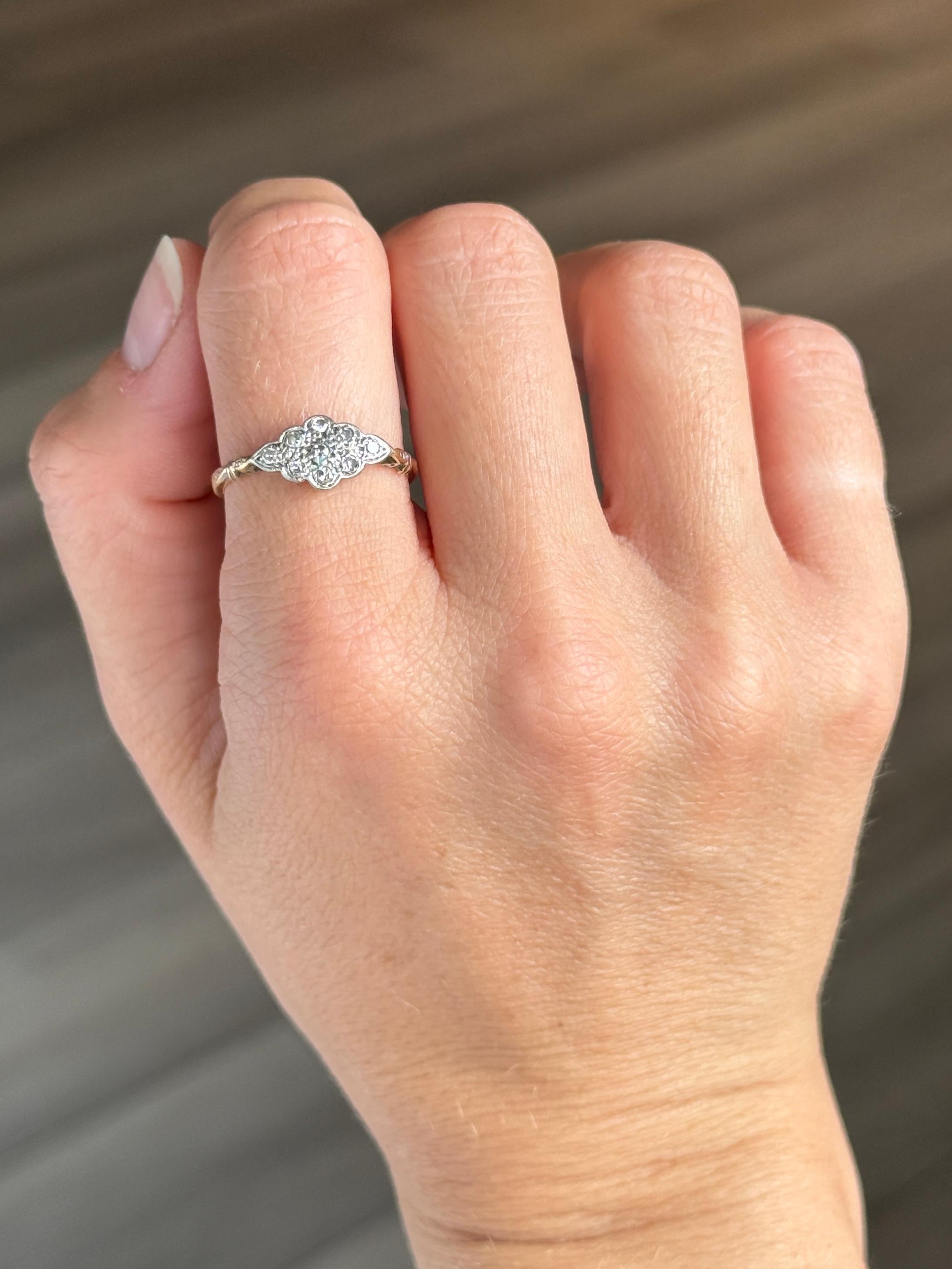 Bague panneau Art déco en or 18 carats et platine avec diamant Bon état - En vente à Chipping Campden, GB