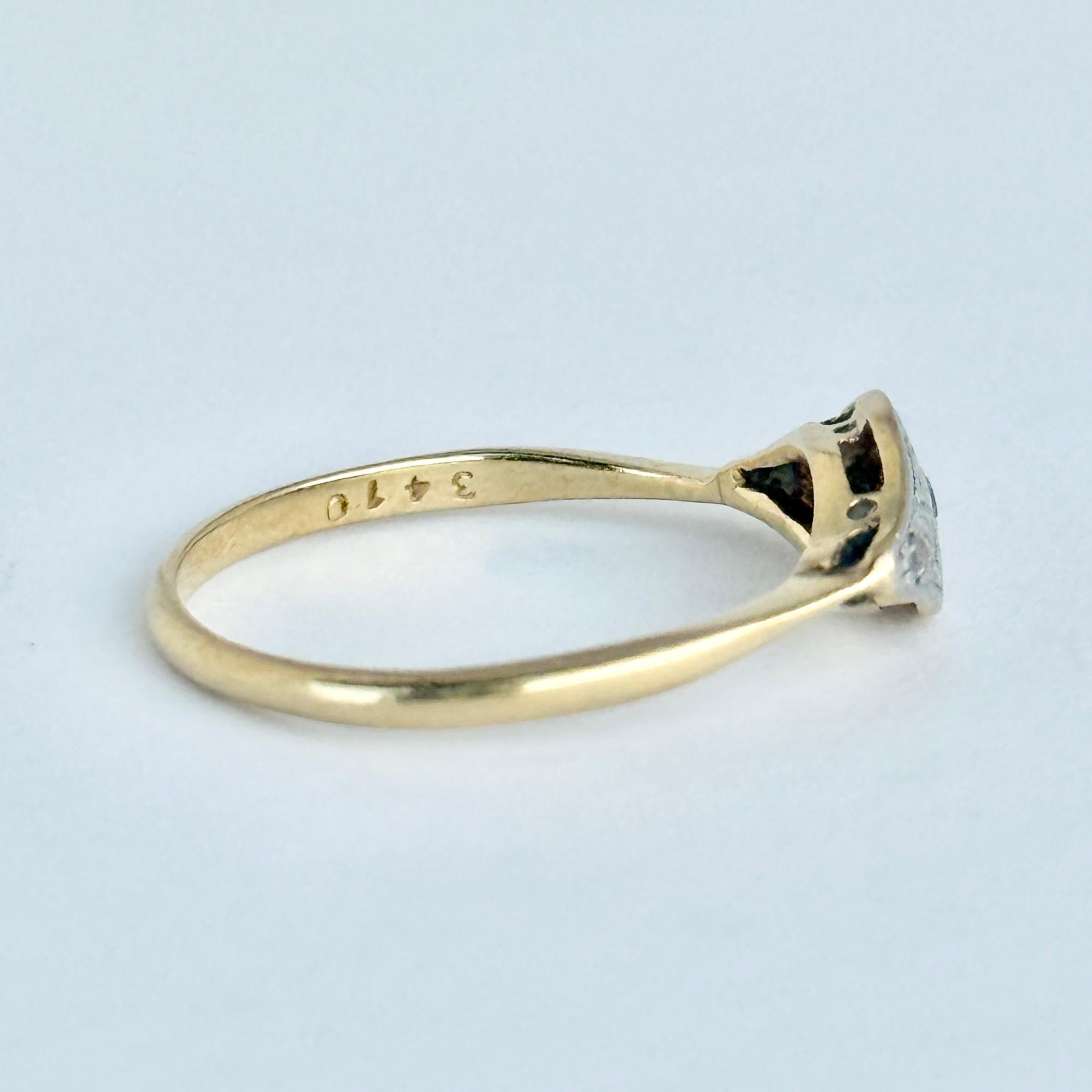 Bague panneau Art déco en or 18 carats et platine avec diamant Bon état - En vente à Chipping Campden, GB