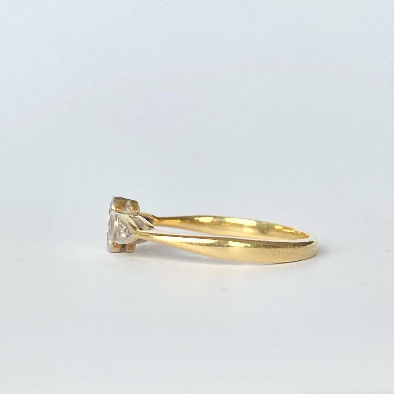 Women's Art Deco Diamond, 18 Carat Gold and Platinum Panel Ring