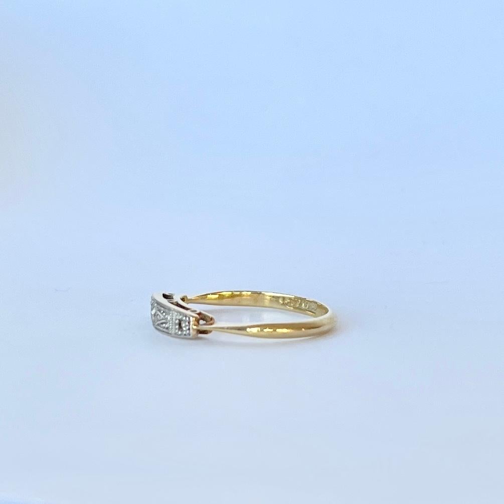 Women's Art Deco Diamond, 18 Carat Gold and Platinum Panel Ring For Sale