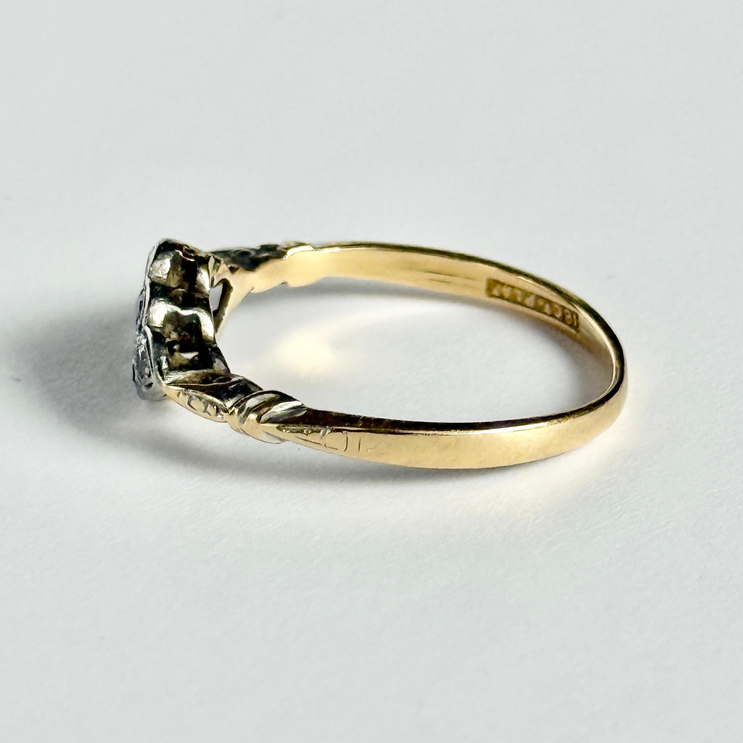 Bague panneau Art déco en or 18 carats et platine avec diamant Pour femmes en vente