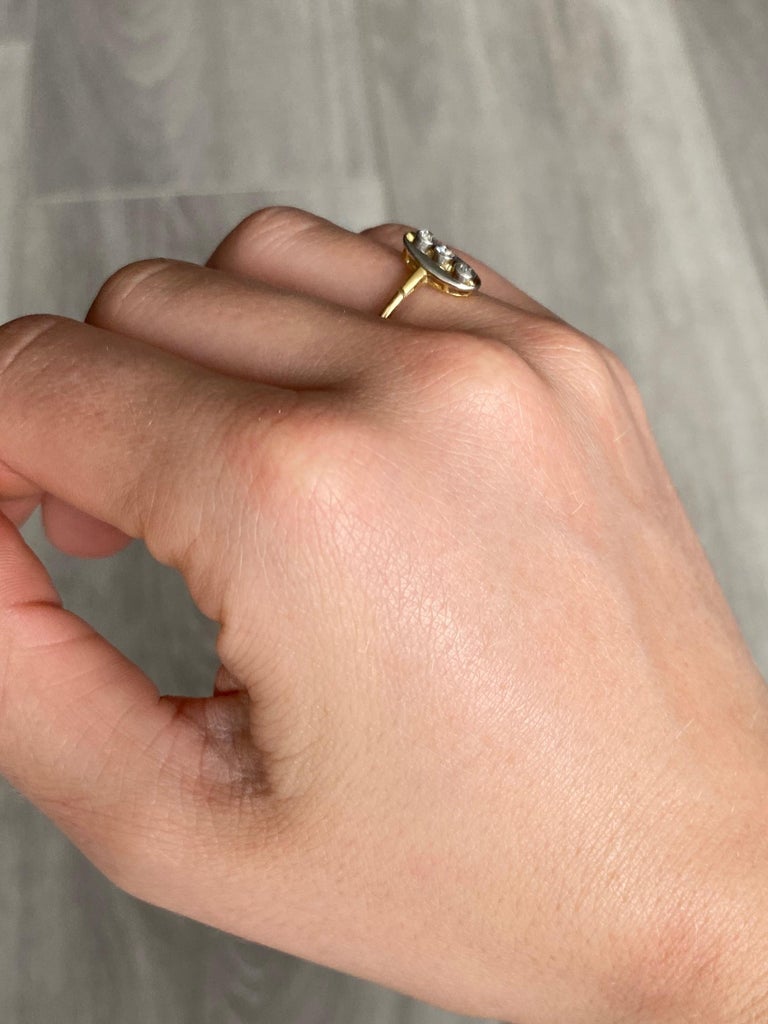 Art Deco Diamond, 18 Carat Gold and Platinum Panel Ring For Sale at 1stDibs