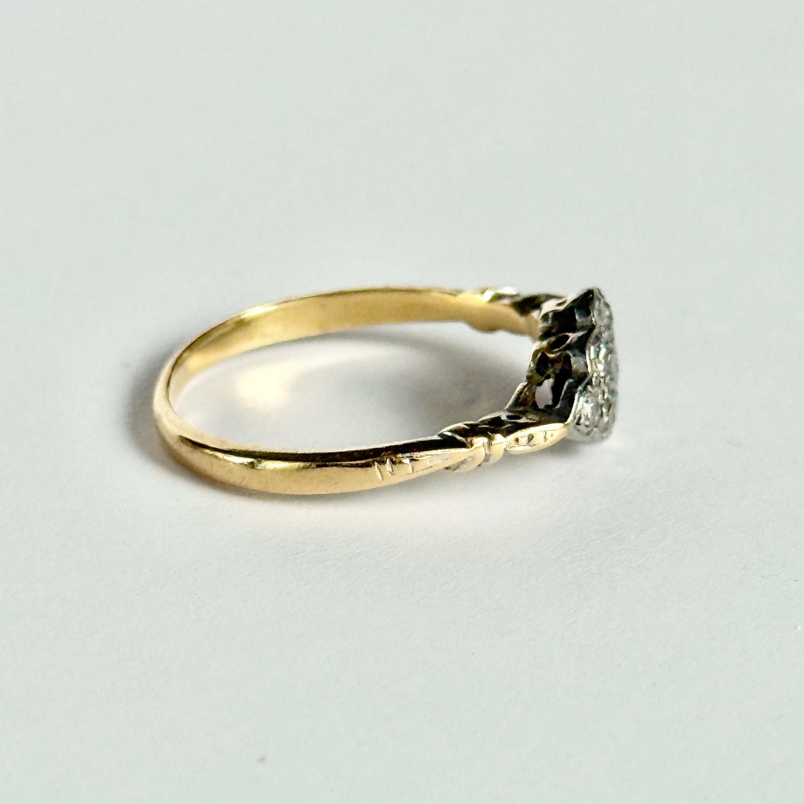 Bague panneau Art déco en or 18 carats et platine avec diamant en vente 2
