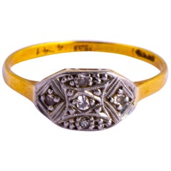 Art Deco Diamond, 18 Carat Gold and Platinum Panel Ring