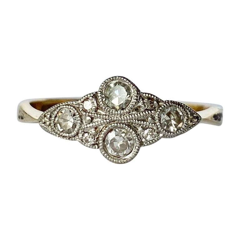 Art Deco Diamond, 18 Carat Gold and Platinum Panel Ring at 1stDibs