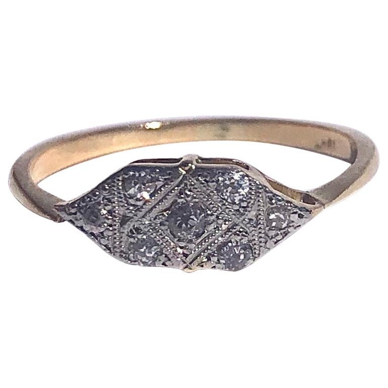Art Deco Diamond, 18 Carat Gold and Platinum Panel Ring at 1stDibs