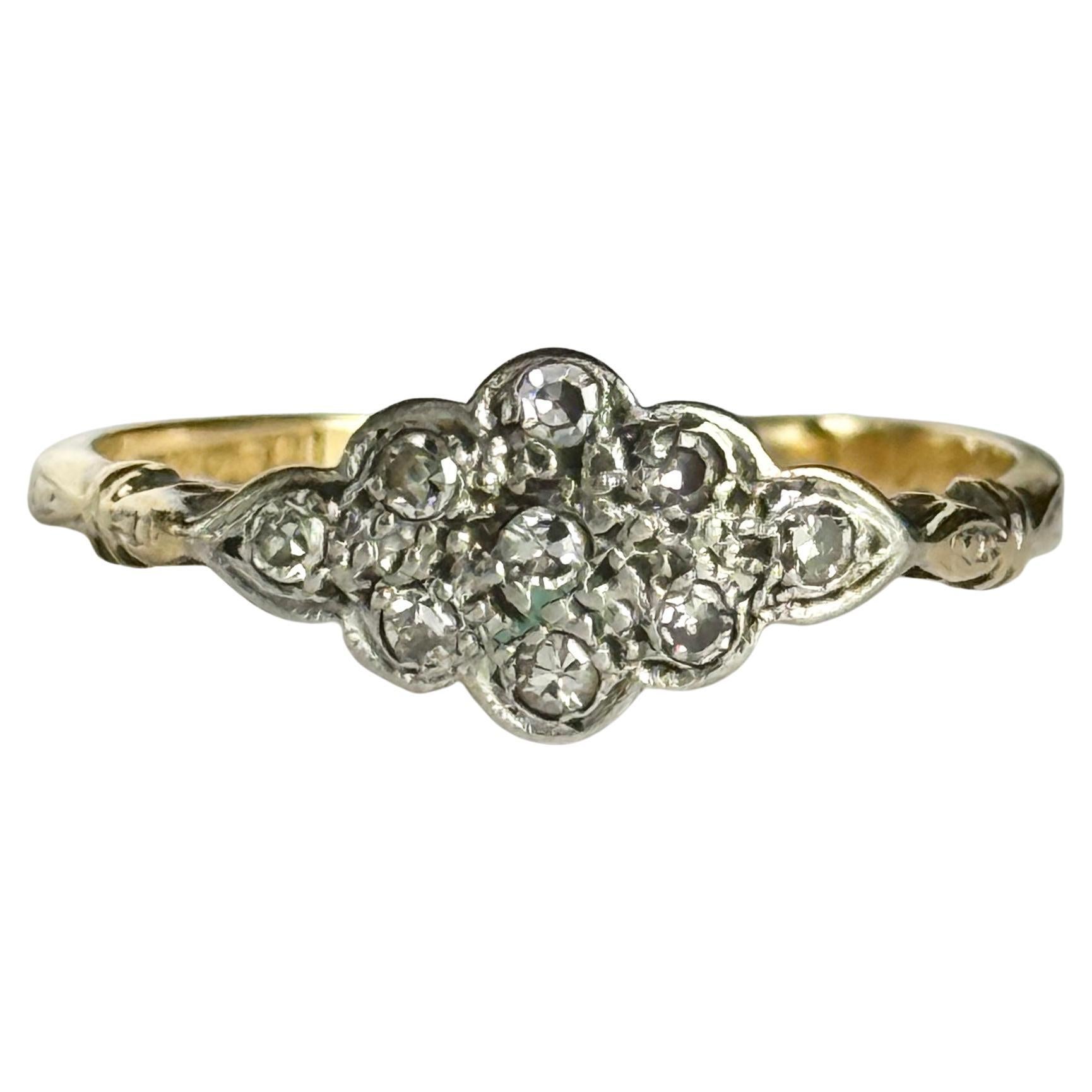 Bague panneau Art déco en or 18 carats et platine avec diamant en vente