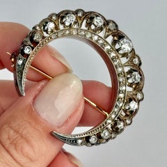 Art Deco Diamond 18 Carat Gold Crescent Brooch