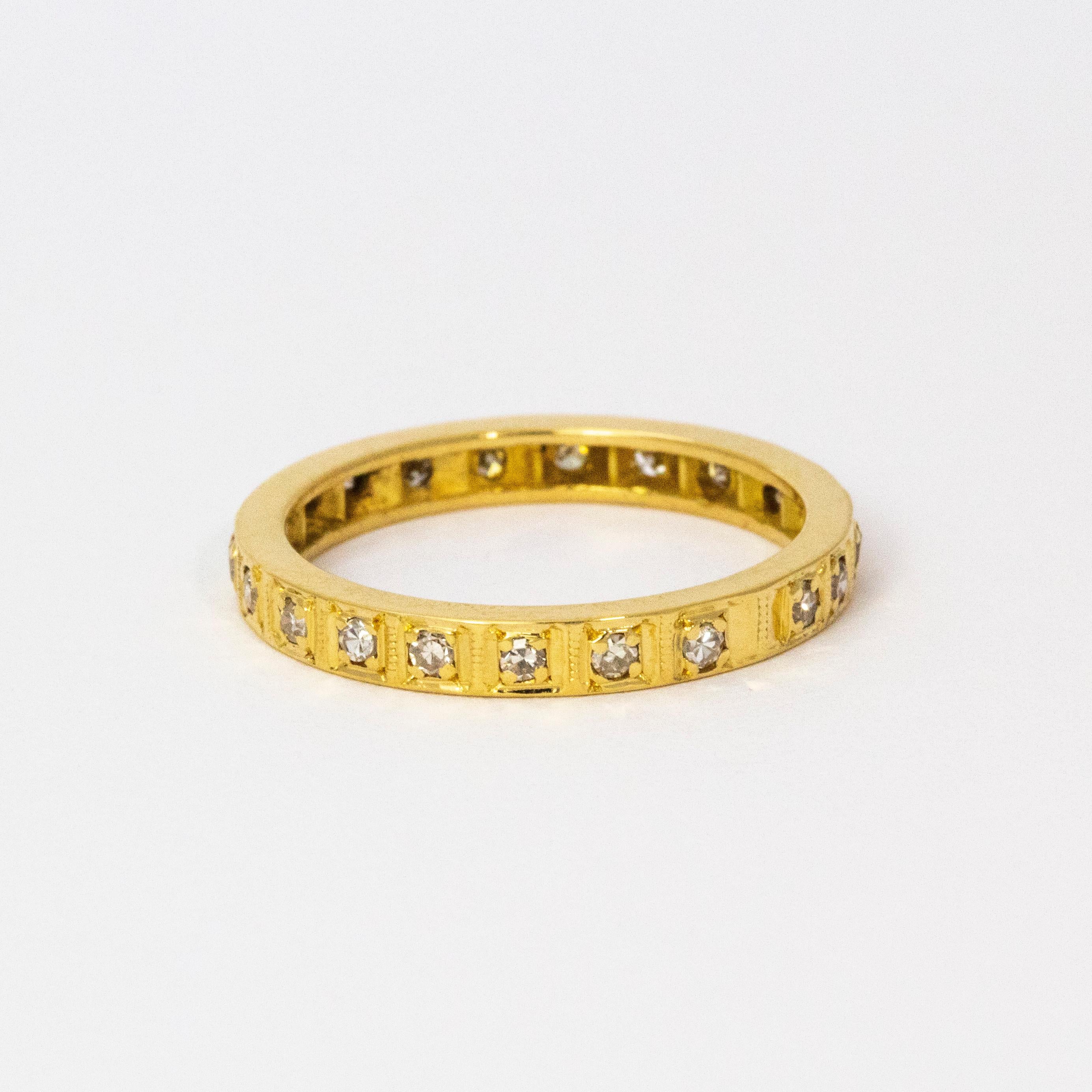 Eternity-Ring, Art déco, Diamant 18 Karat Gold, voll gefasst, Art déco im Zustand „Hervorragend“ im Angebot in Chipping Campden, GB