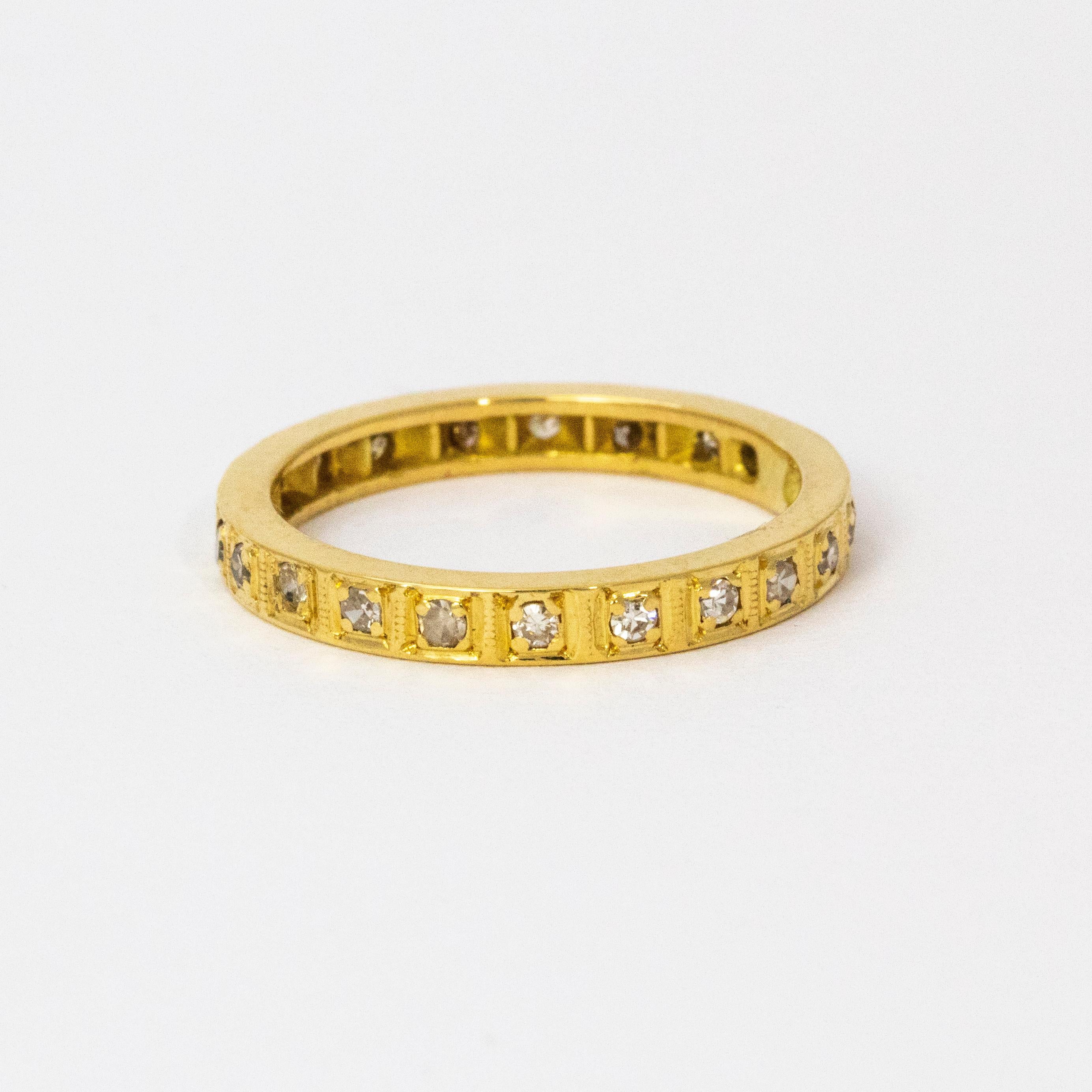 Eternity-Ring, Art déco, Diamant 18 Karat Gold, voll gefasst, Art déco für Damen oder Herren im Angebot