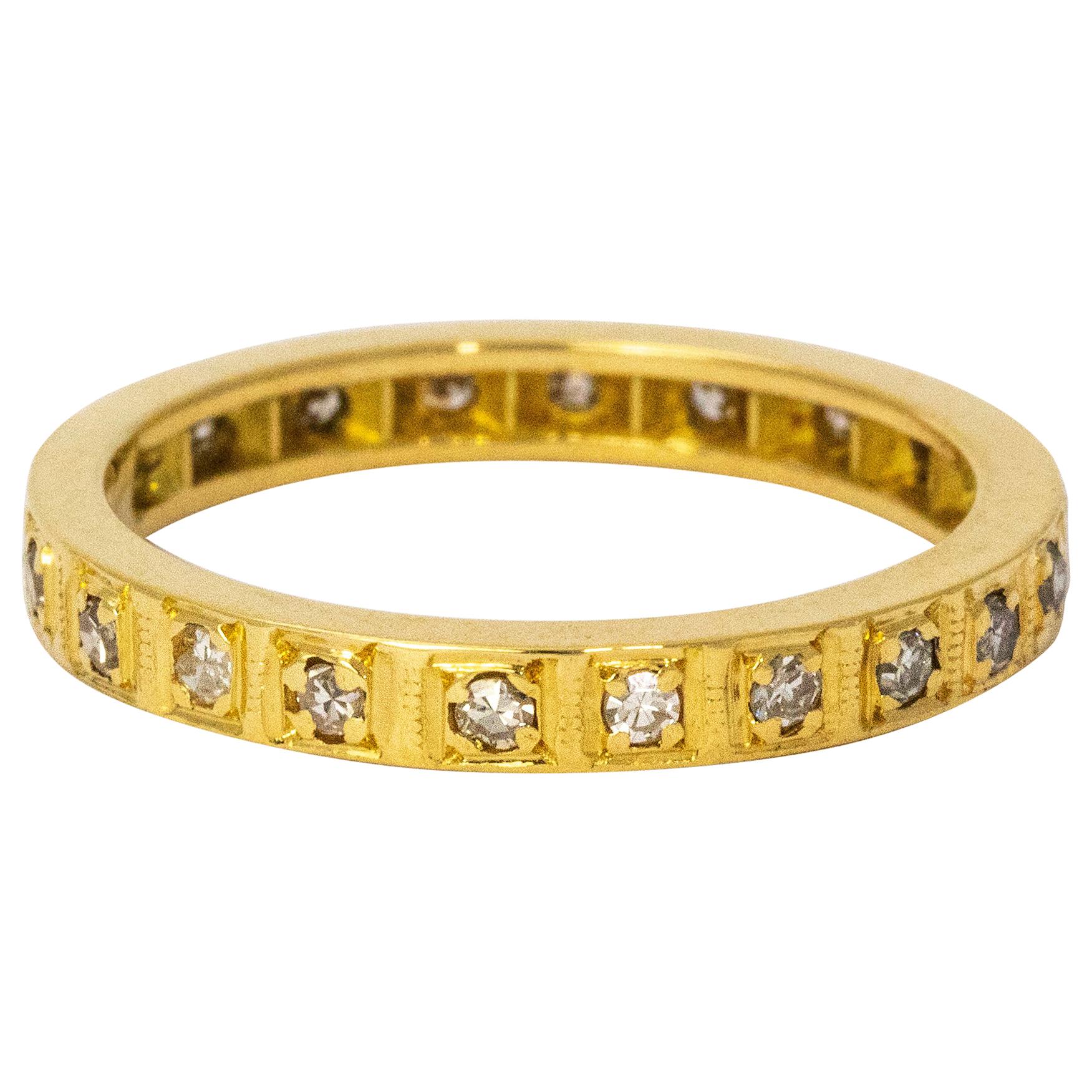 Eternity-Ring, Art déco, Diamant 18 Karat Gold, voll gefasst, Art déco im Angebot