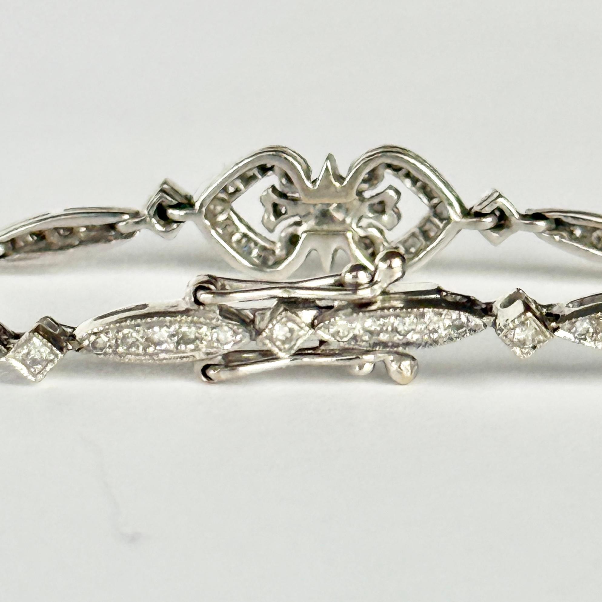 Art Déco Bracciale Art Deco con diamanti in oro bianco 18 carati in vendita