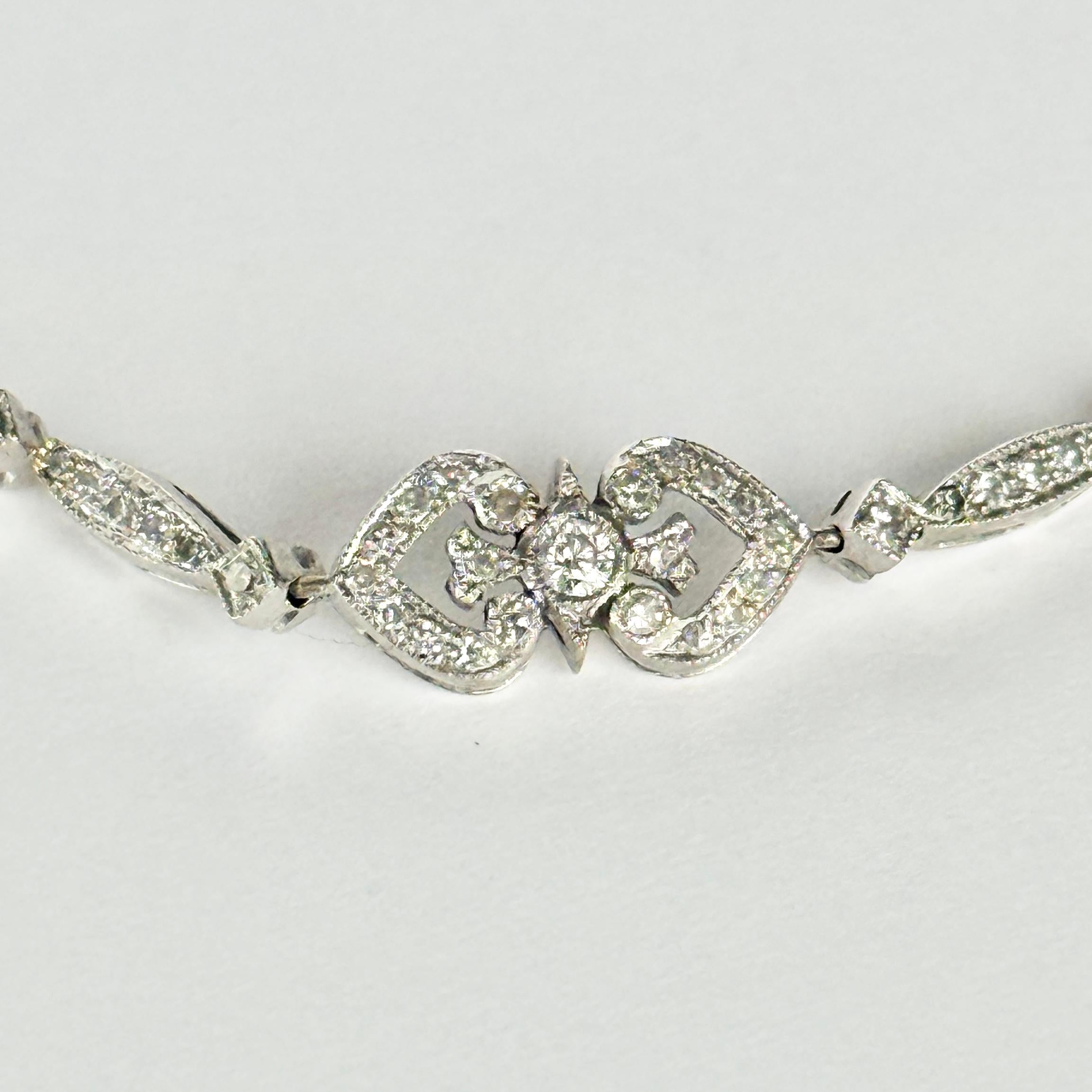 Bracciale Art Deco con diamanti in oro bianco 18 carati In condizioni buone in vendita a Chipping Campden, GB