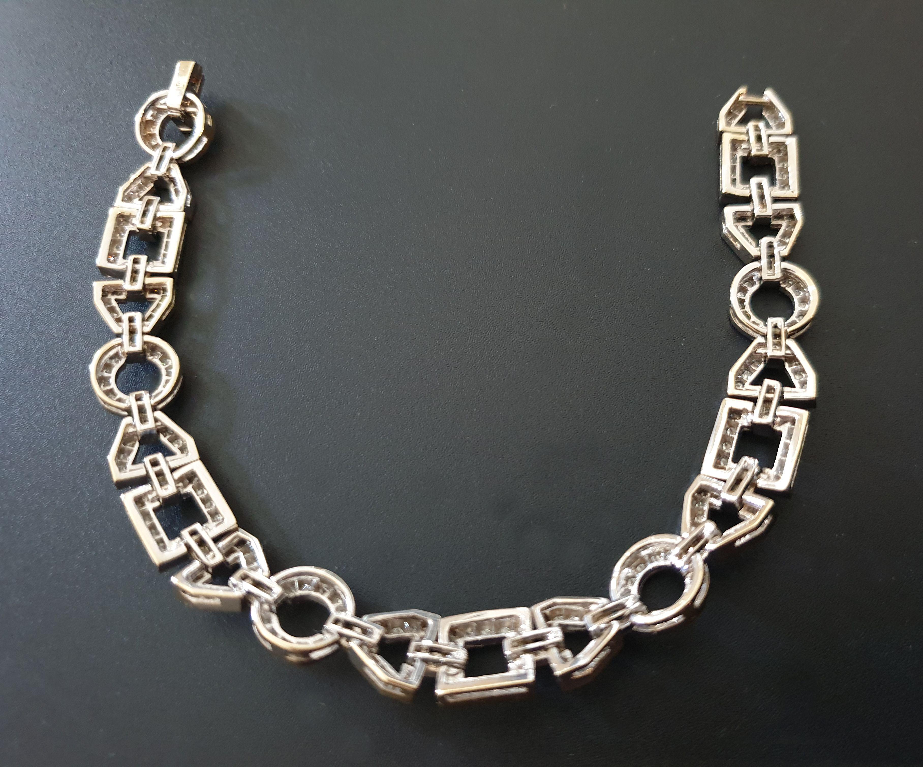 Women's Art Deco Style Diamond 18 Carat White Gold Link Bracelet For Sale