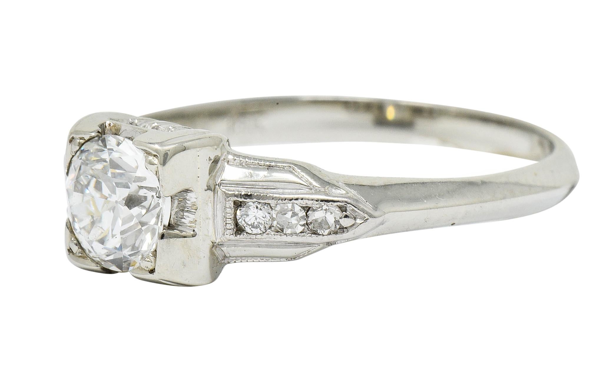 Art Deco Diamond 18 Karat Gold Engagement Ring 1