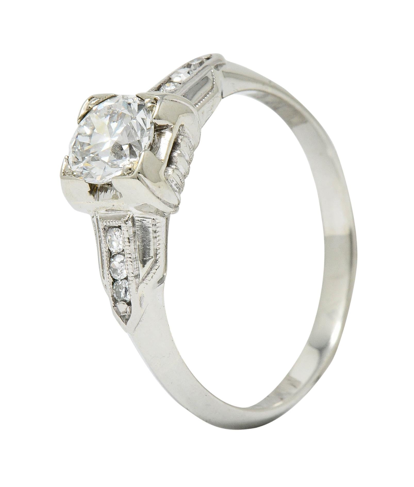 Art Deco Diamond 18 Karat Gold Engagement Ring 3